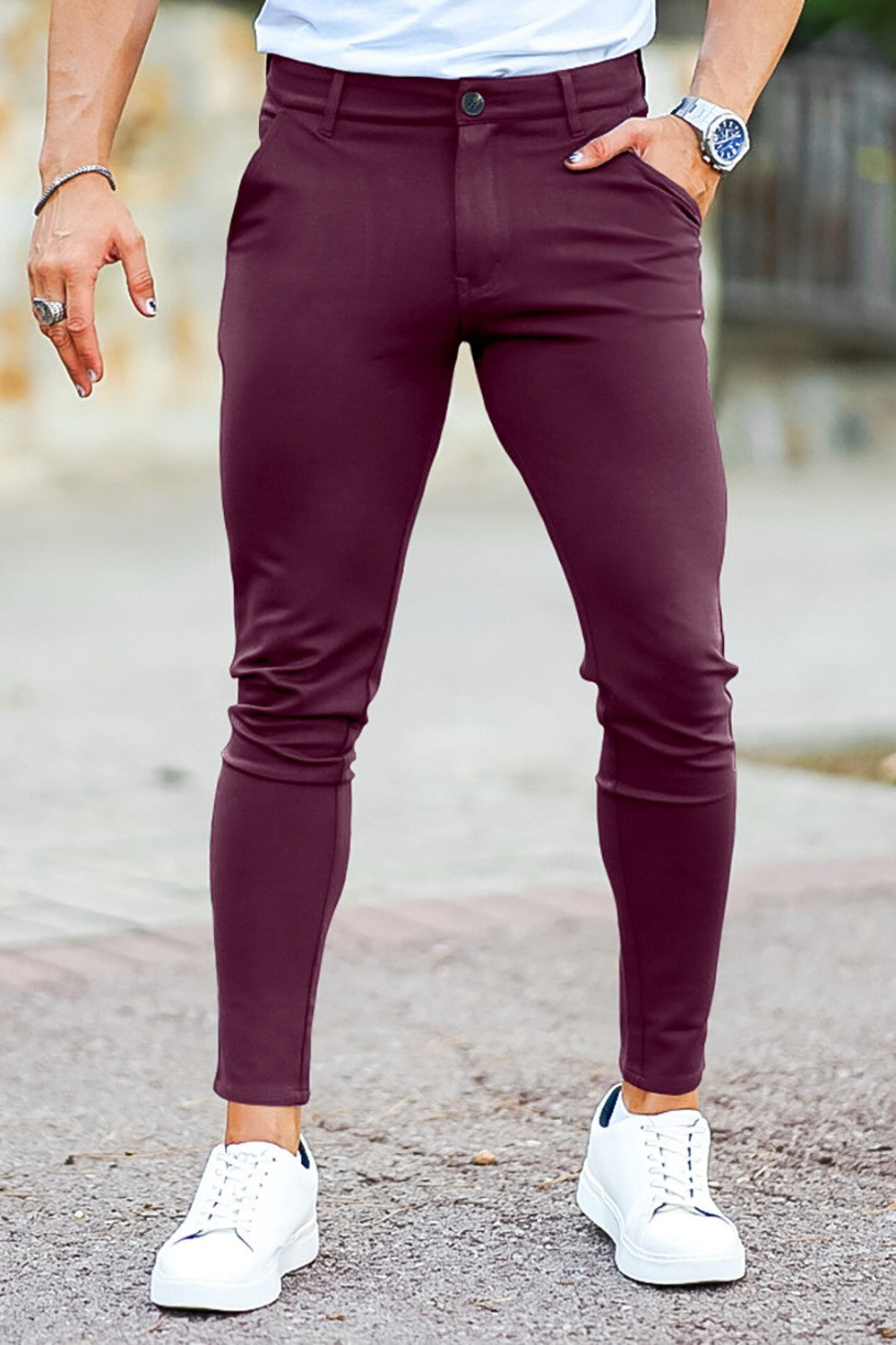 Mens Casual Pant - Wine