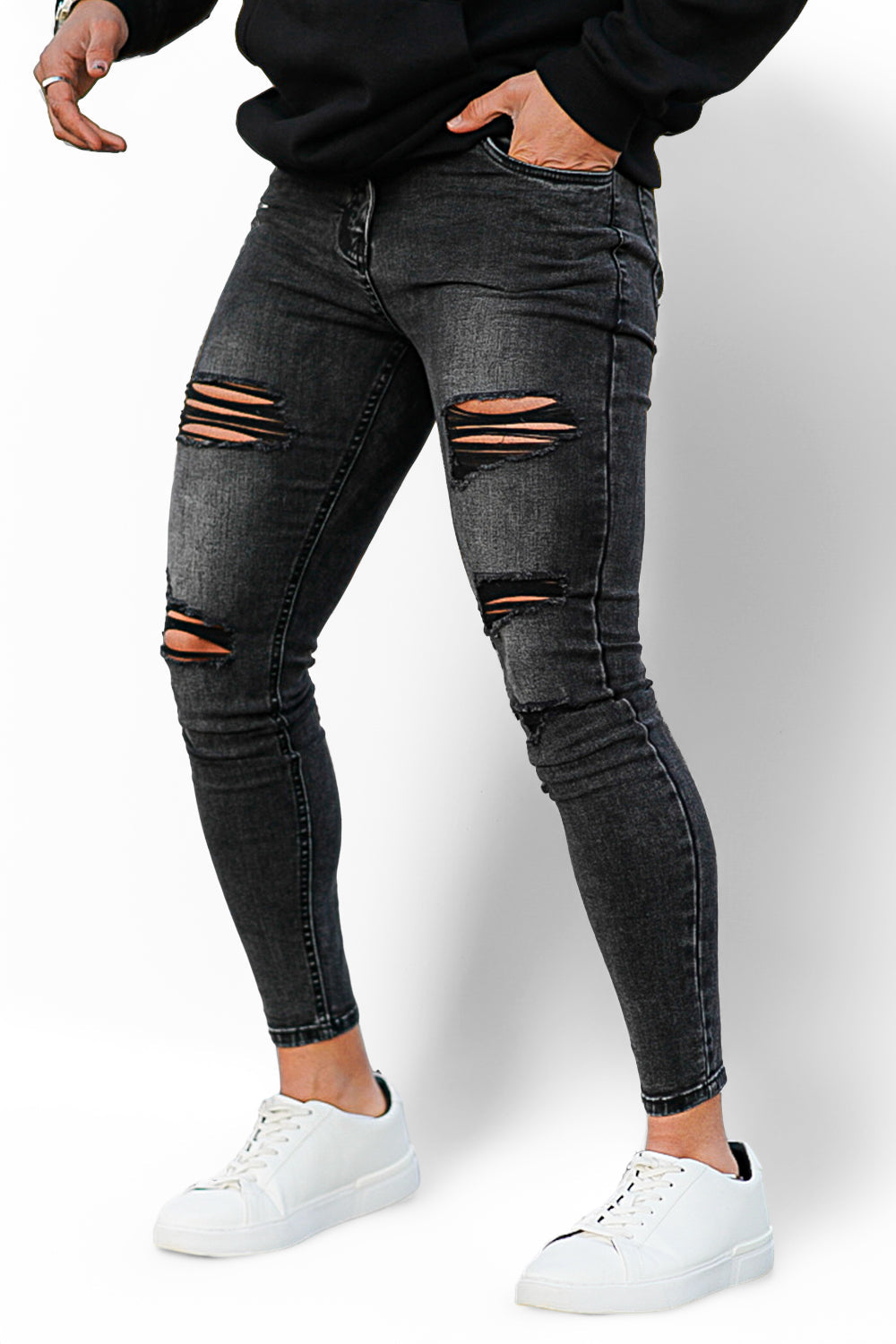 Men's Black Scratch Jean