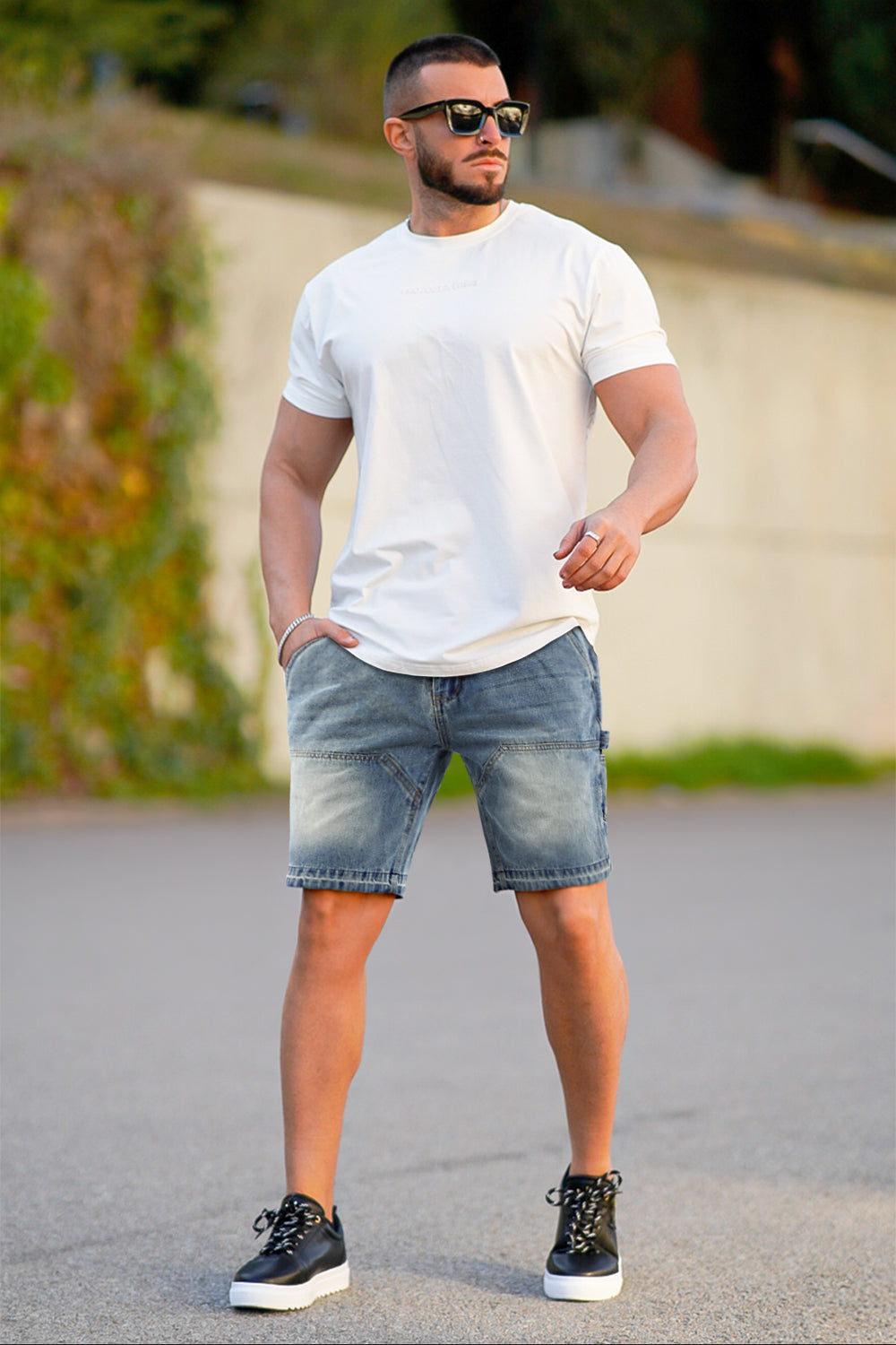 Men's Stretch Denim Shorts - Gradient Blue