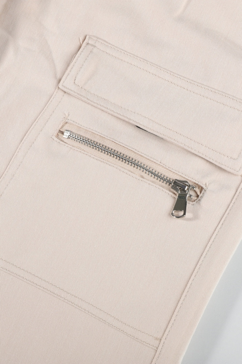 Men Zipper Cargo Pant - Ligjt Khaki