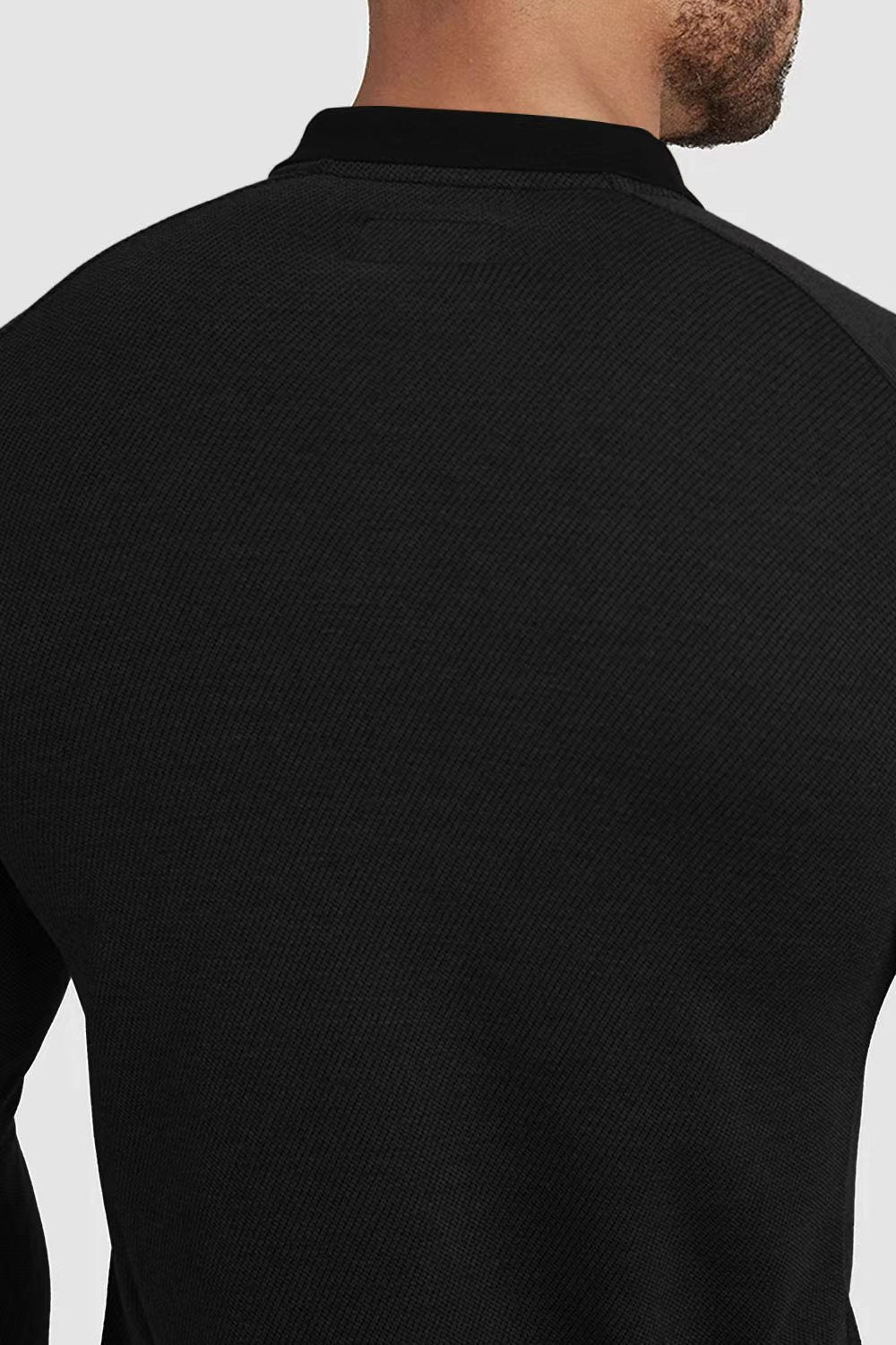 Men's Slim Fit Long Sleeve Polo Shirt - Black
